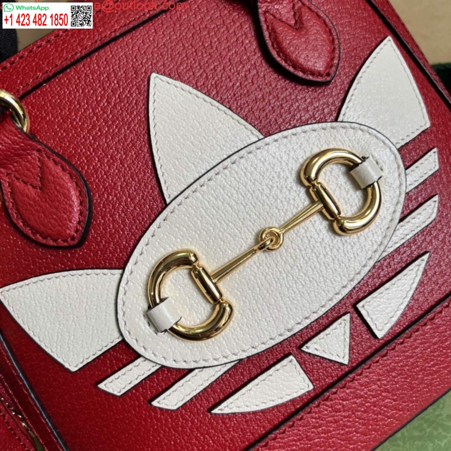 طبق الأصل أديداس X غوتشي 677212 هورسبيت 1955 حقيبة صغيرة من الجلد الأحمر والأبيض