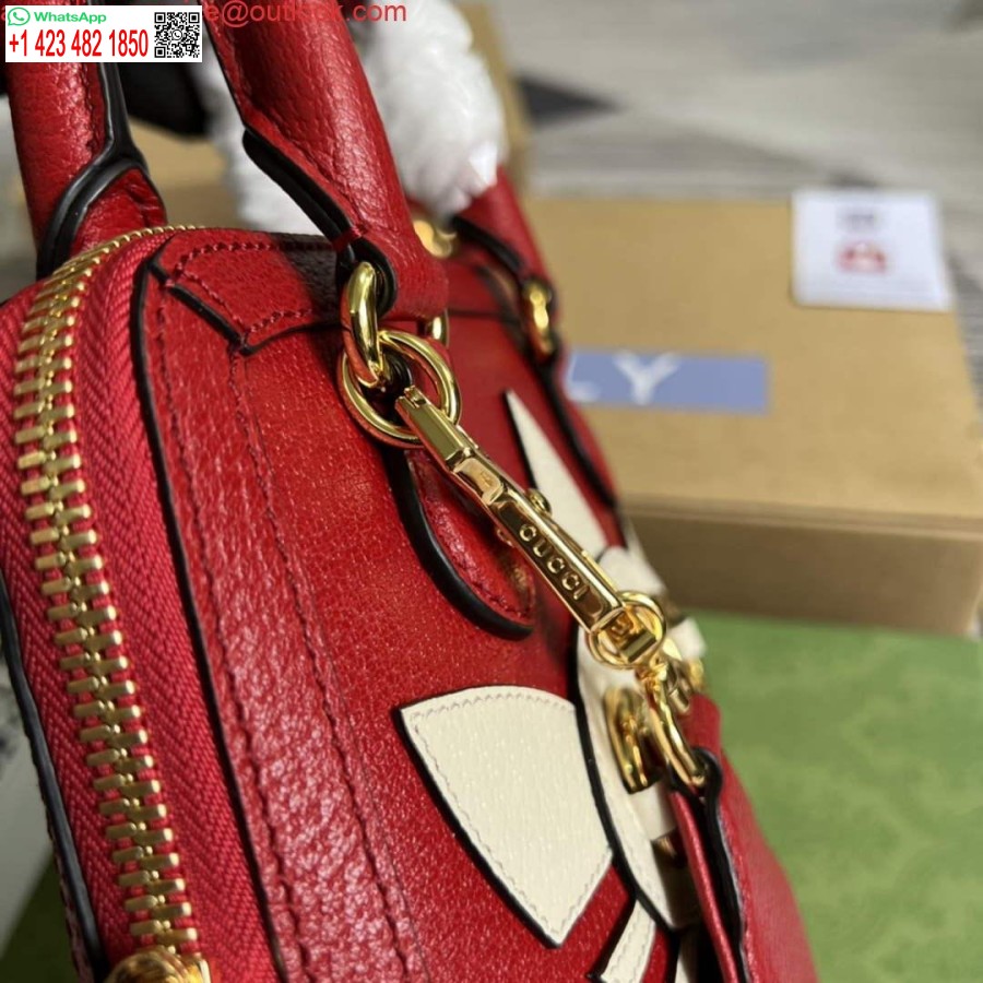 طبق الأصل أديداس X غوتشي 677212 هورسبيت 1955 حقيبة صغيرة من الجلد الأحمر والأبيض