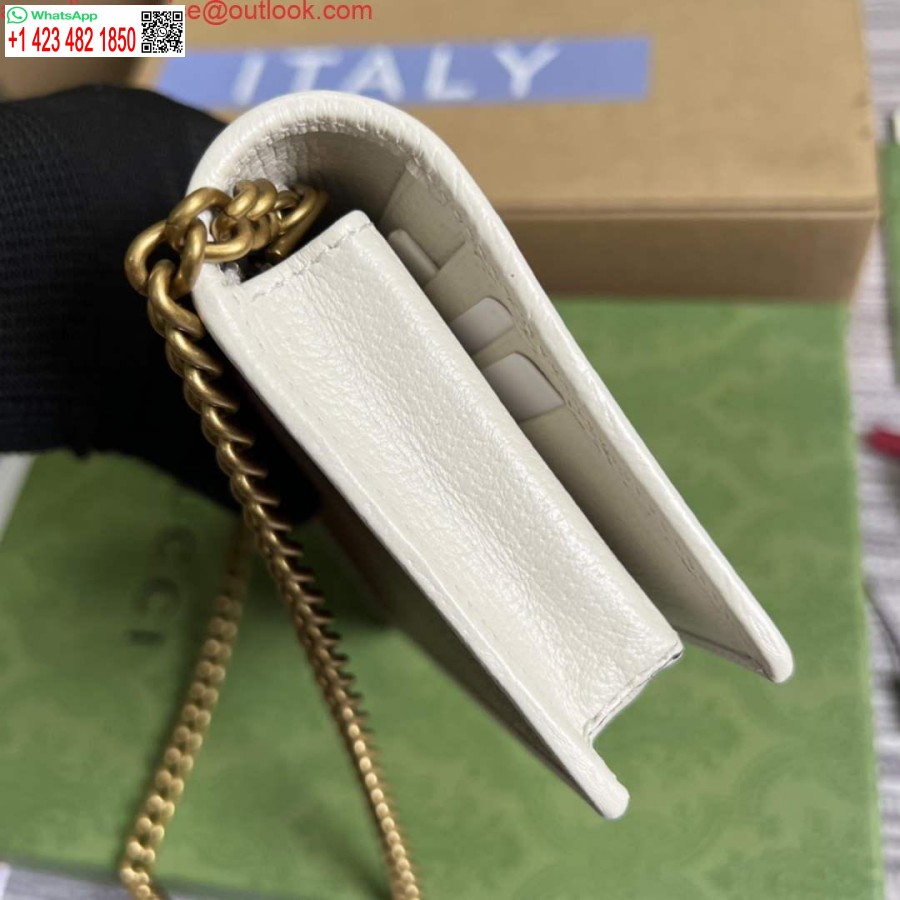 کپی کیف پول آدیداس X Gucci 621892 با زنجیر چرم مایل به سفید و قرمز