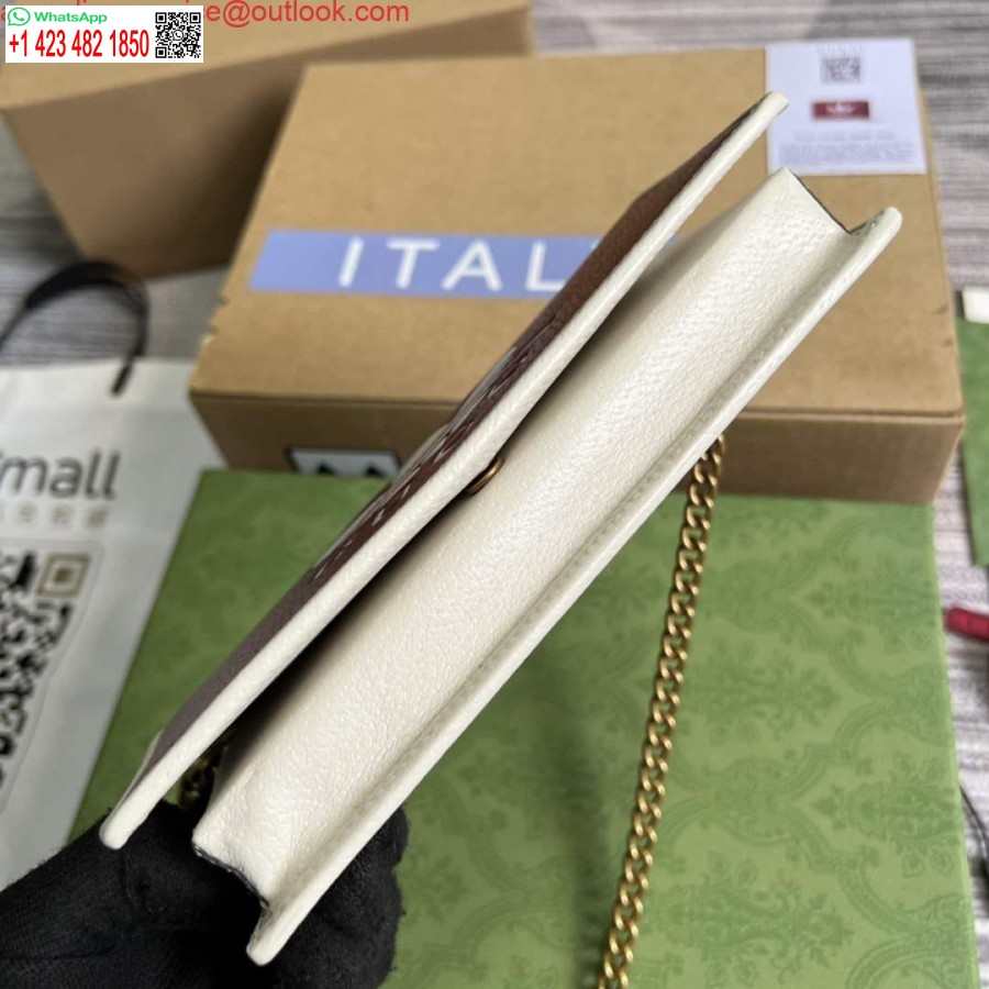 کپی کیف پول آدیداس X Gucci 621892 با زنجیر چرم مایل به سفید و قرمز