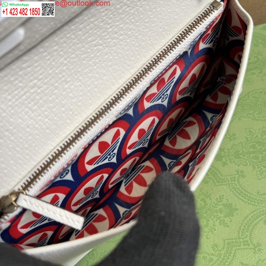 کپی کیف پول آدیداس X Gucci 621892 با زنجیر چرم مایل به سفید و قرمز