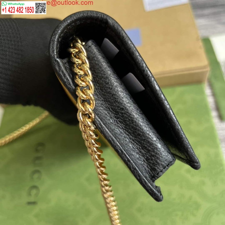 کپی کیف پول آدیداس X Gucci 621892 با زنجیر چرم مشکی و زرد