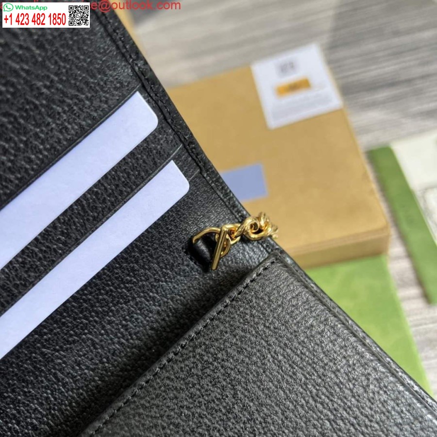 کپی کیف پول آدیداس X Gucci 621892 با زنجیر چرم مشکی و زرد