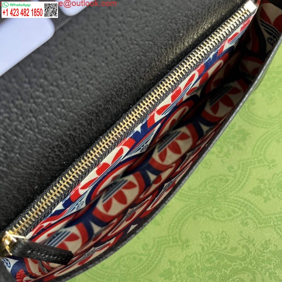 کپی کیف پول آدیداس X Gucci 621892 با زنجیر چرم مشکی و زرد