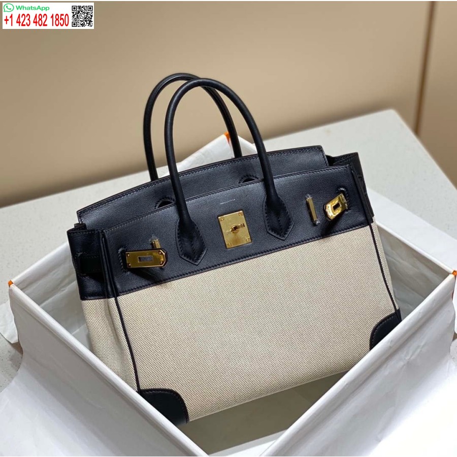 Replika Hermes Birkin Mulepose Swift Læder Med Lærred 285904