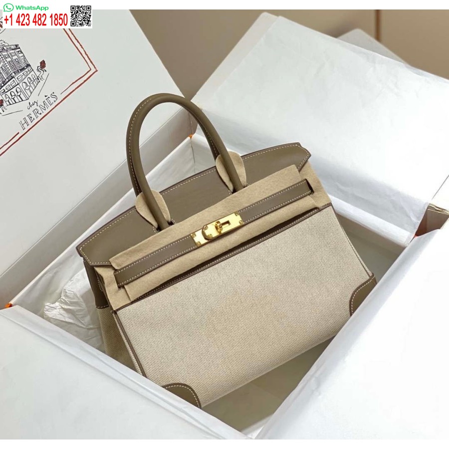 Replik Hermes Birkin Einkaufstasche Swift Leder Mit Canvas 285900