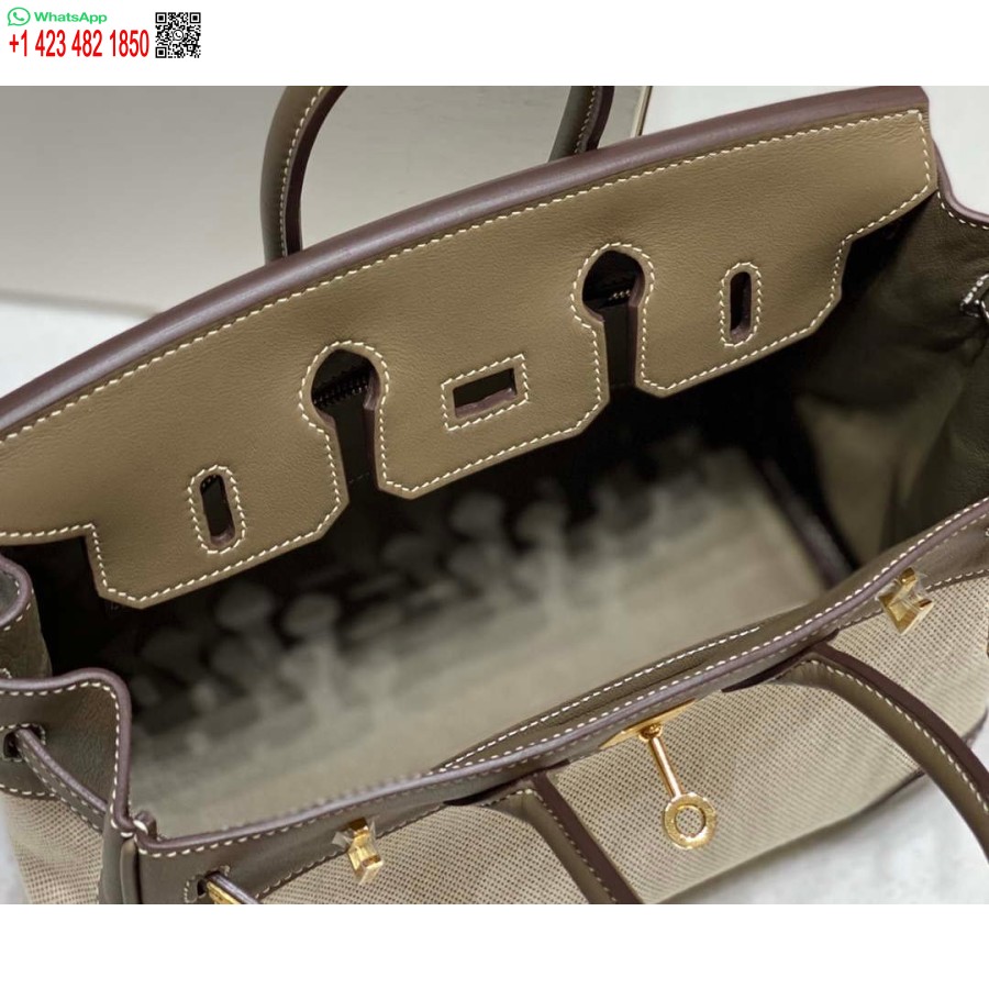Replik Hermes Birkin Einkaufstasche Swift Leder Mit Canvas 285900