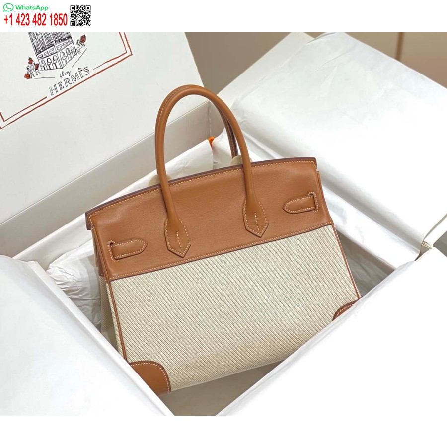 Replica Hermes Birkin Tote Bag Swift leather with canvas 285899