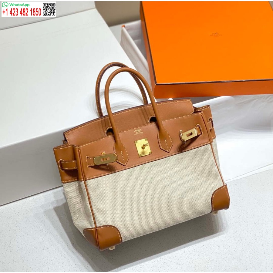 Replica Hermes Birkin Tote Bag Swift leather with canvas 285899