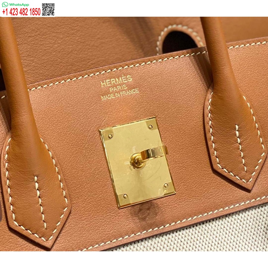 Replica Hermes Birkin Tote Bag Swift leather with canvas 285899