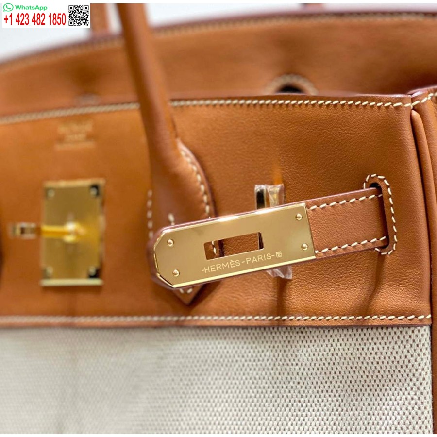 Replica Hermes Birkin Tote Bag Swift leather with canvas 285899