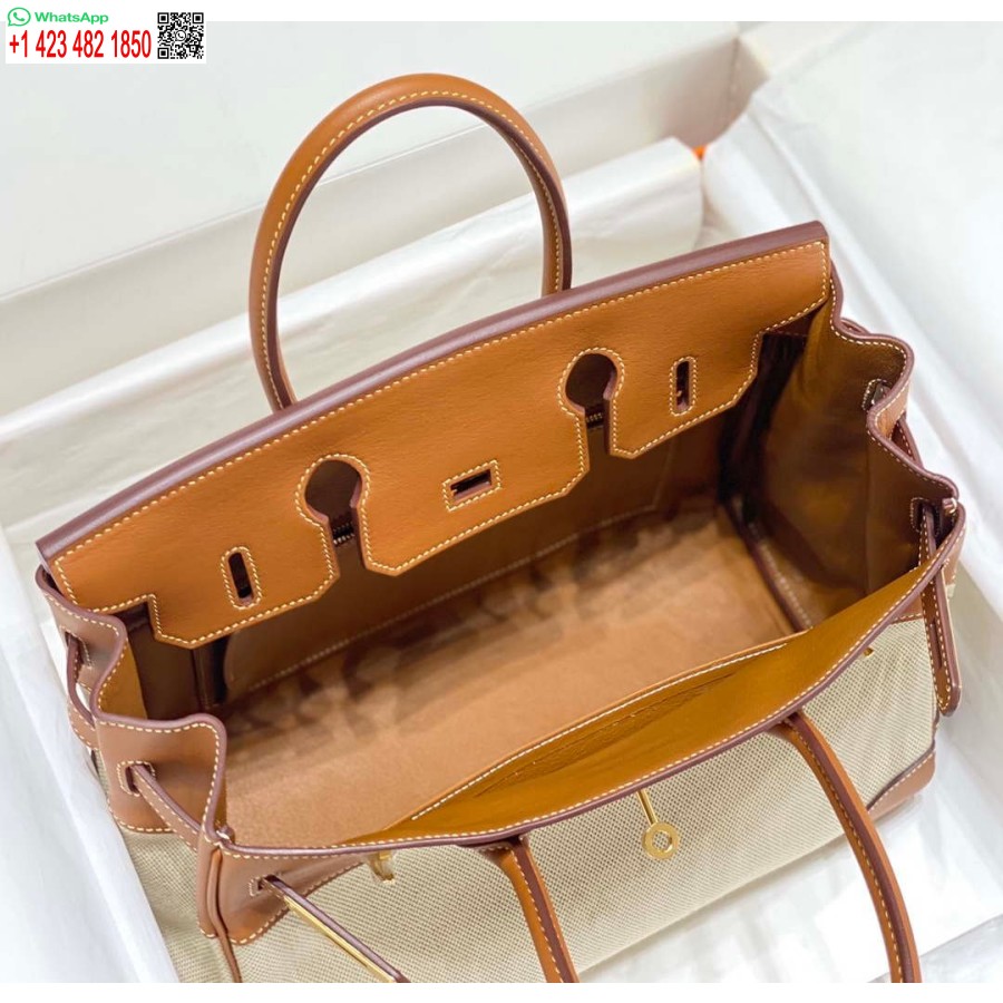 Replica Hermes Birkin Tote Bag Swift leather with canvas 285899