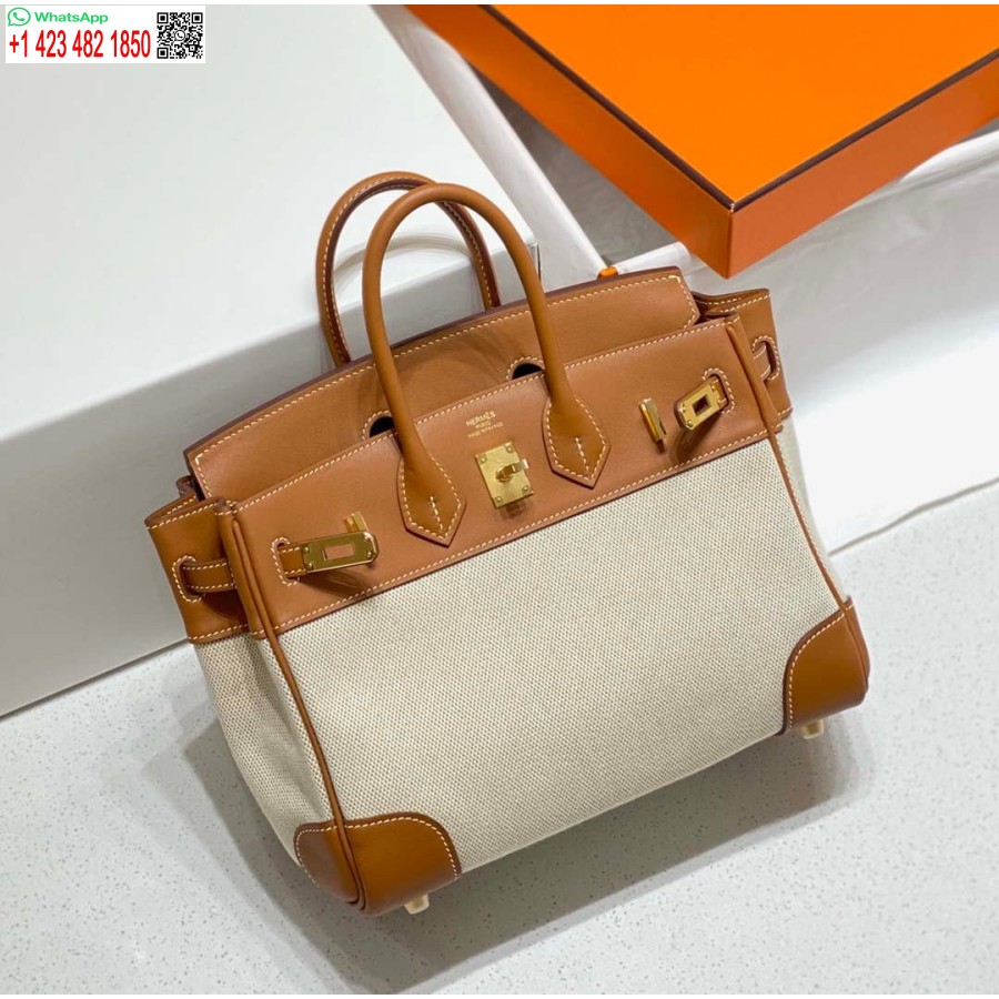 Replica Hermes Birkin Tote Bag Swift leather with canvas 285899