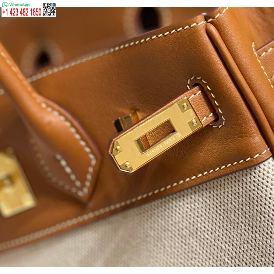 Replica Hermes Birkin Tote Bag Swift leather with canvas 285899