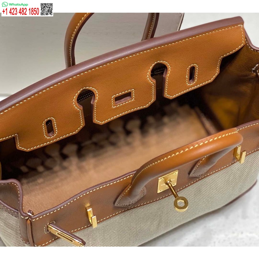 Replica Hermes Birkin Tote Bag Swift leather with canvas 285899