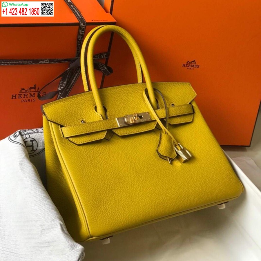 Реплика дизайнерской сумки Hermes Birkin Togo из кожи 28338 желтого цвета