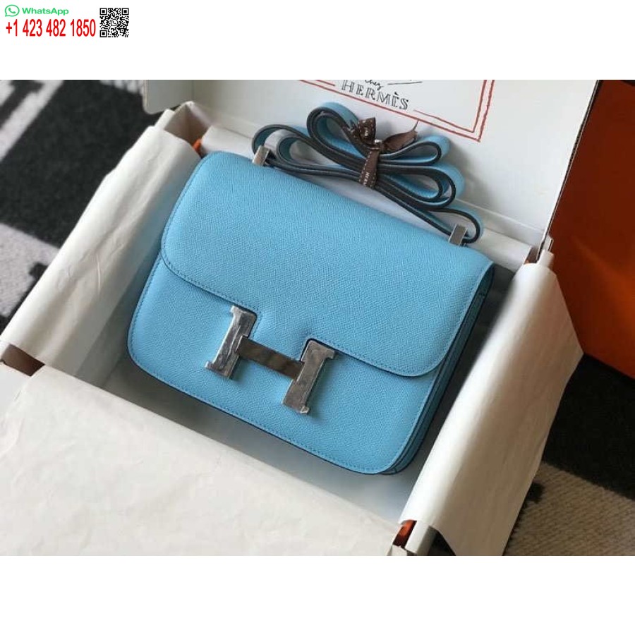 Replika Hermes Constance Válltáskák Epsom Bőr Ezüst H28418