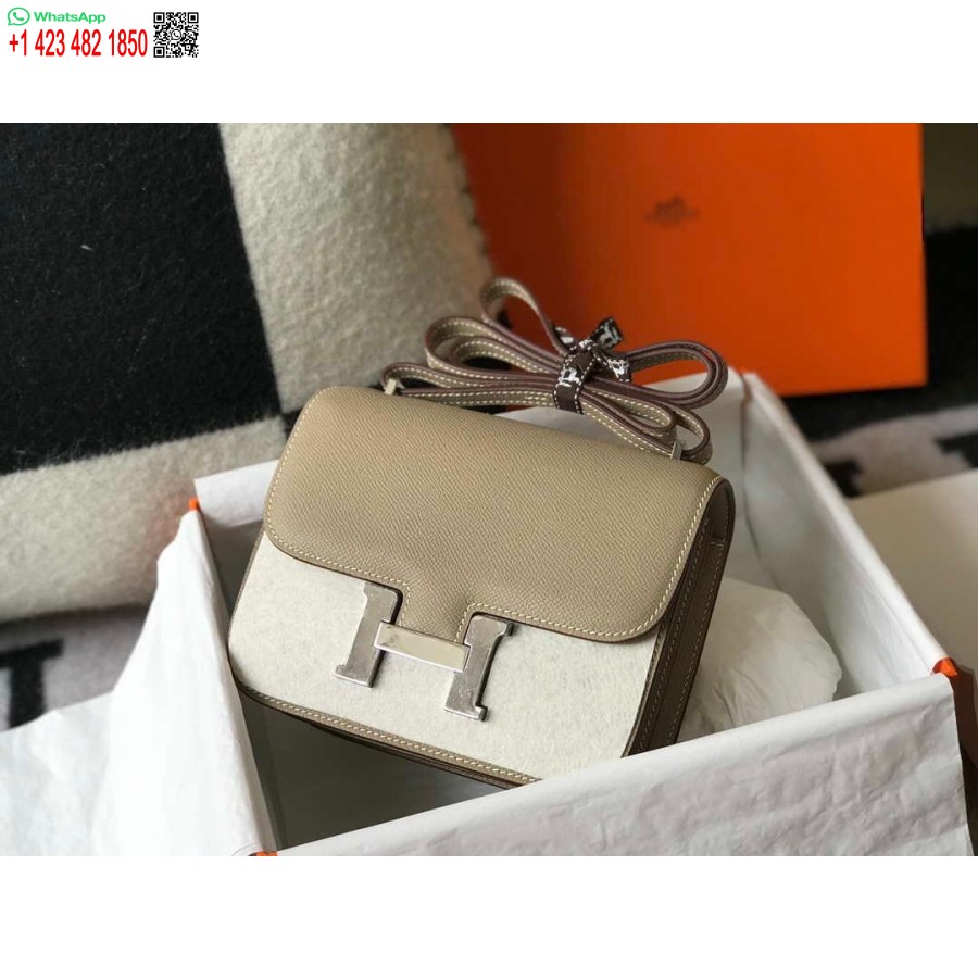 Replika Hermes Constance Válltáskák Epsom Bőr Ezüst H28415