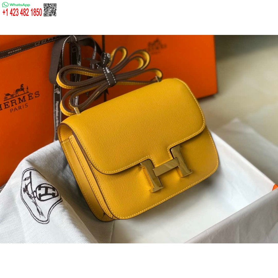 Replika Hermes Constance Cross Body Laukku Epsom Nahka Kulta H28413