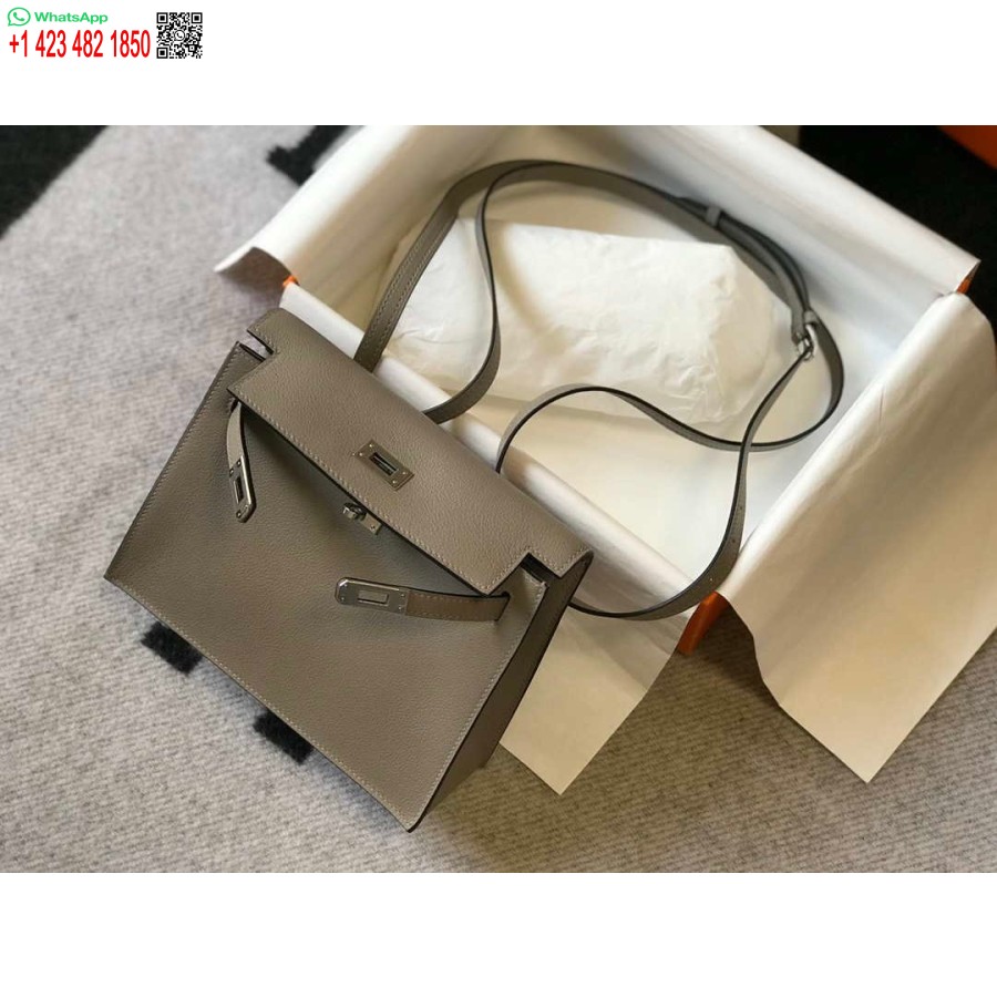 طبق الاصل هيرميس كيلي دانس 22 سم حقيبة جلدية 20363 الشظية الرمادية