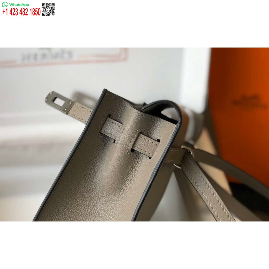 طبق الاصل هيرميس كيلي دانس 22 سم حقيبة جلدية 20363 الشظية الرمادية
