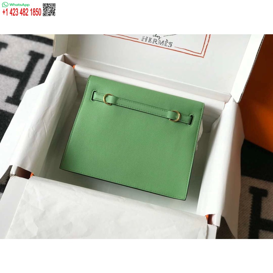 Replika Hermes Kelly Danse 22cm Odinis Krepšys 20362 Avokado žalias