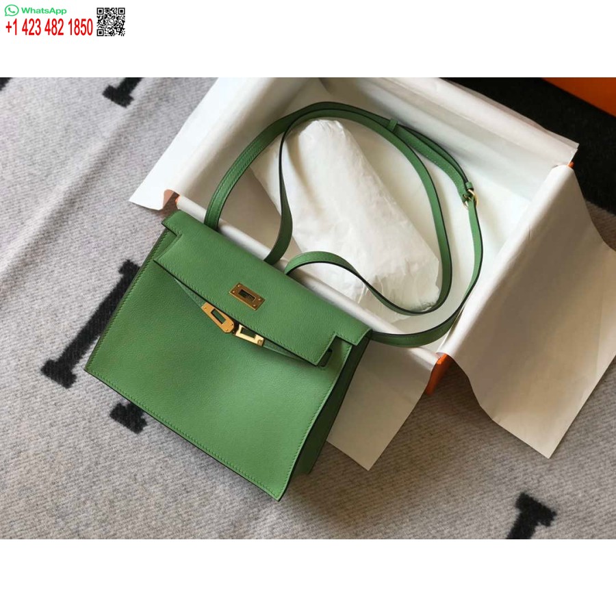 Replika Hermes Kelly Danse 22cm Odinis Krepšys 20362 Avokado žalias
