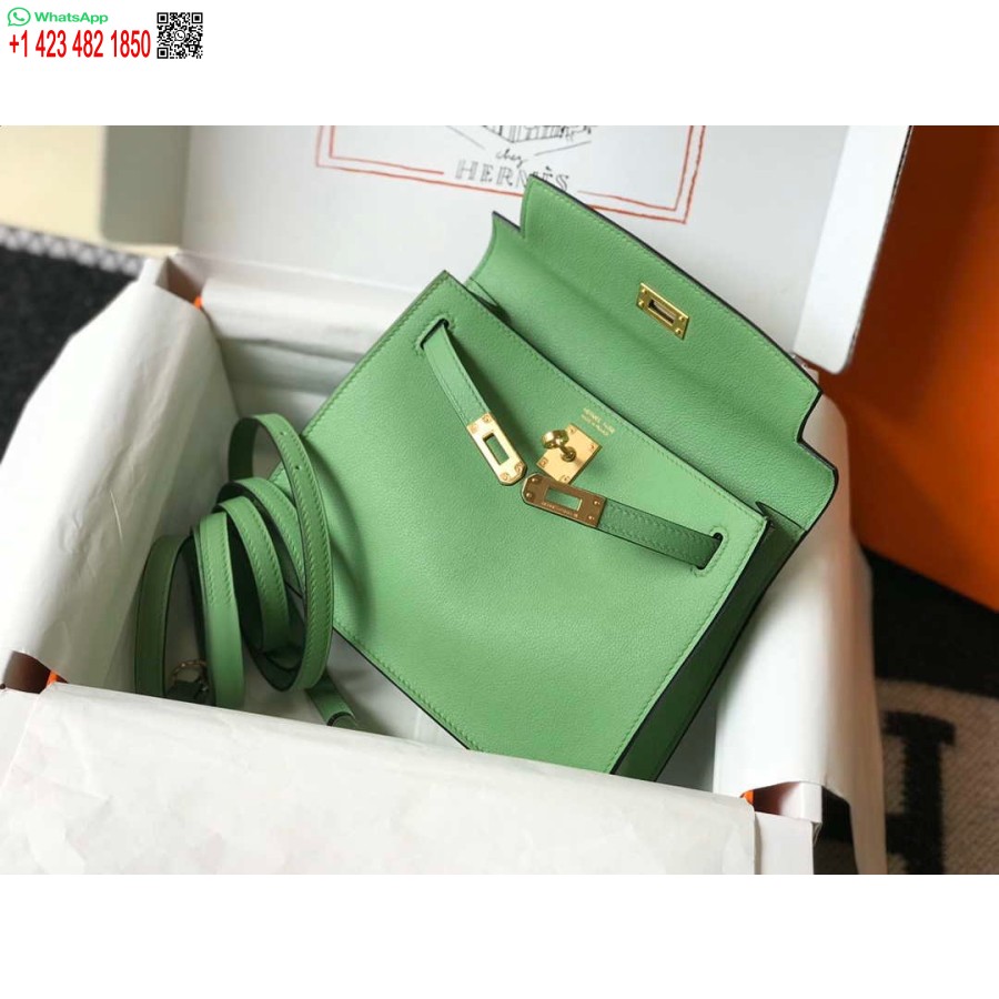 Replika Hermes Kelly Danse 22cm Odinis Krepšys 20362 Avokado žalias