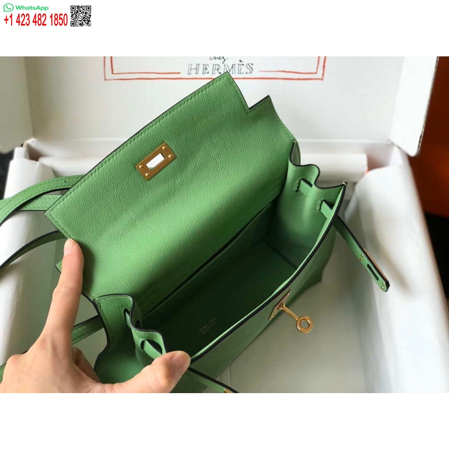 Replika Hermes Kelly Danse 22cm Odinis Krepšys 20362 Avokado žalias