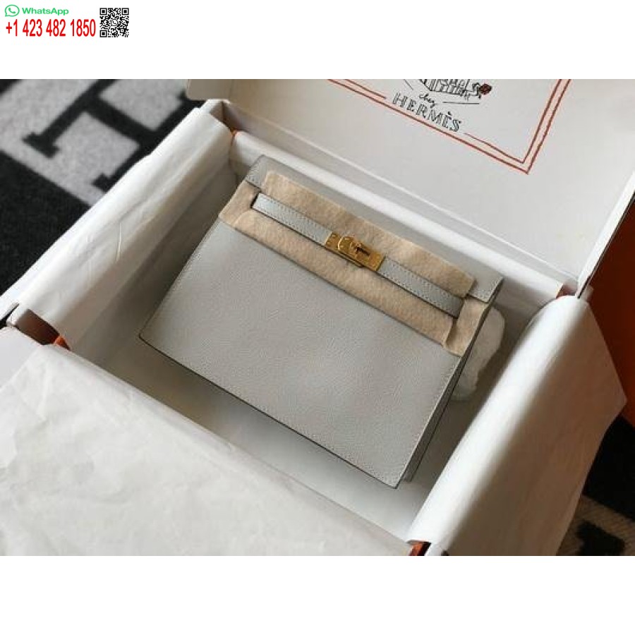 Реплика кожаной сумки Hermes Kelly Danse 22см 20360 серая