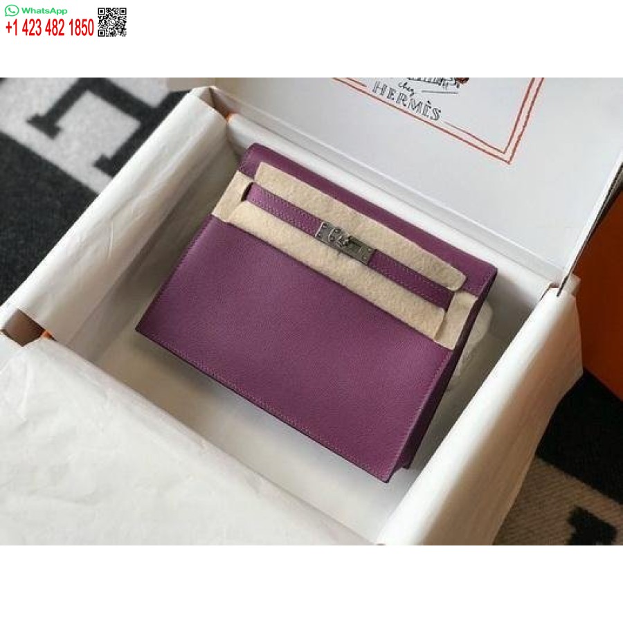 Реплика кожаной сумки Hermes Kelly Danse 22см 20358 фиолетового цвета
