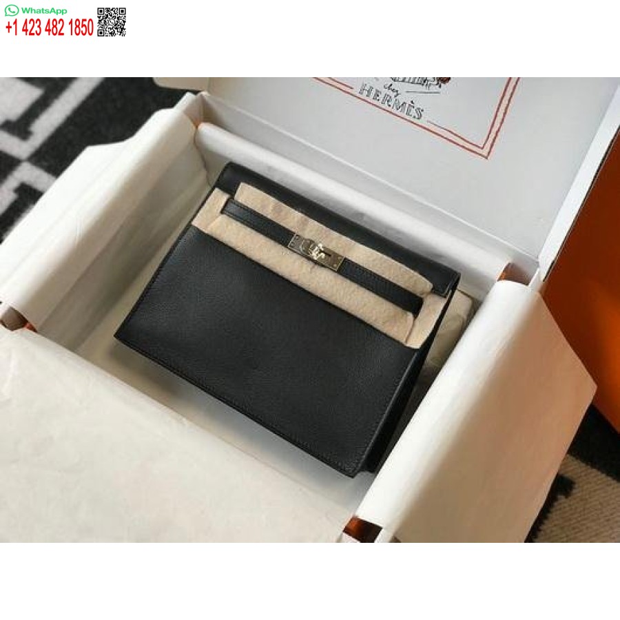 Реплика кожаной сумки Hermes Kelly 22см Danse 20350 черная