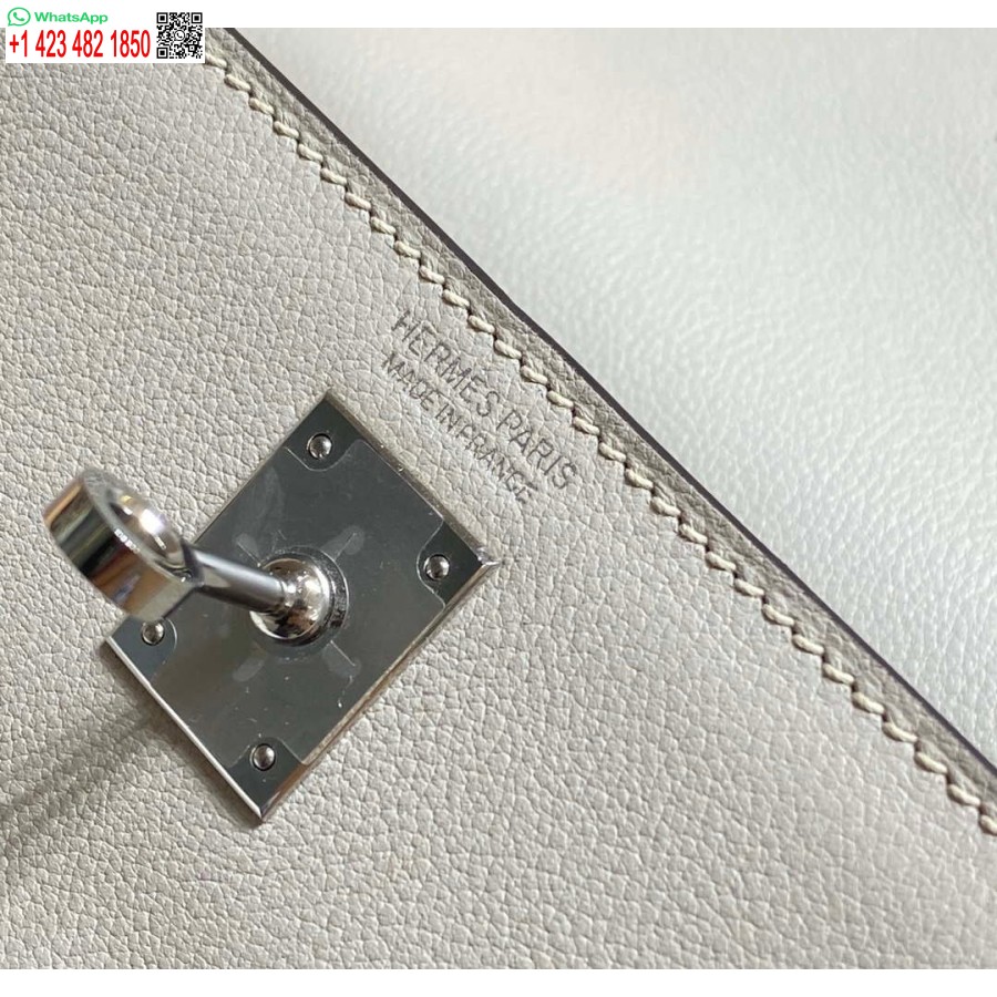 Replik Hermes Evercolor Kelly Danse II 22cm Leder Umhängetasche H20373 Hellgrau Silber