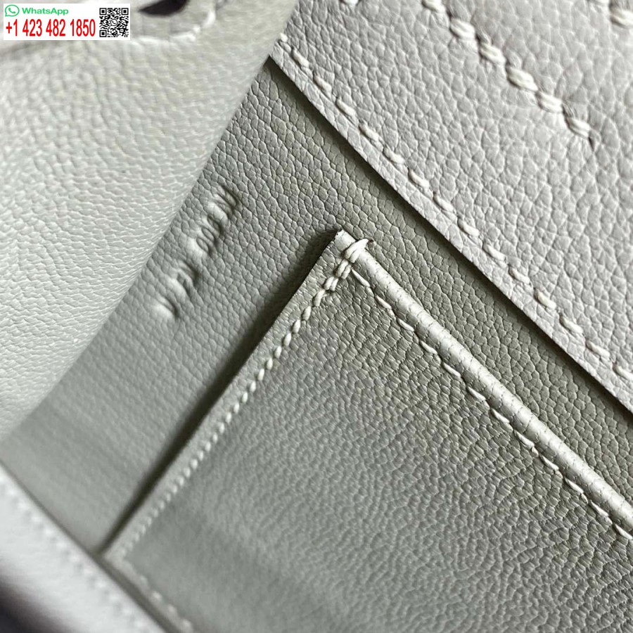 Replik Hermes Evercolor Kelly Danse II 22cm Leder Umhängetasche H20373 Hellgrau Silber