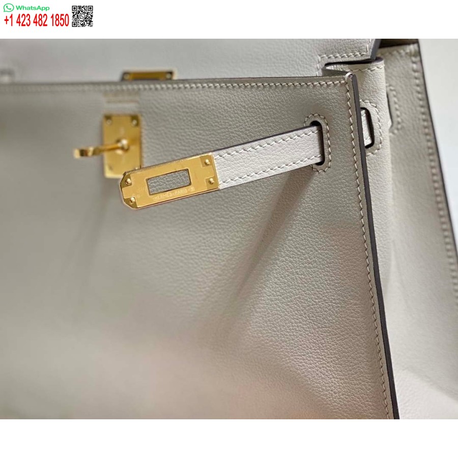 طبق الاصل هيرميس Evercolor كيلي دانس II 22CM حقيبة جلدية عبر الجسم H20372 رمادي فاتح