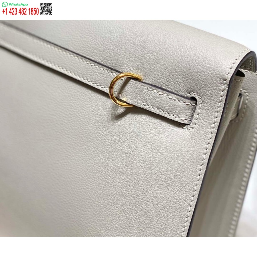 طبق الاصل هيرميس Evercolor كيلي دانس II 22CM حقيبة جلدية عبر الجسم H20372 رمادي فاتح