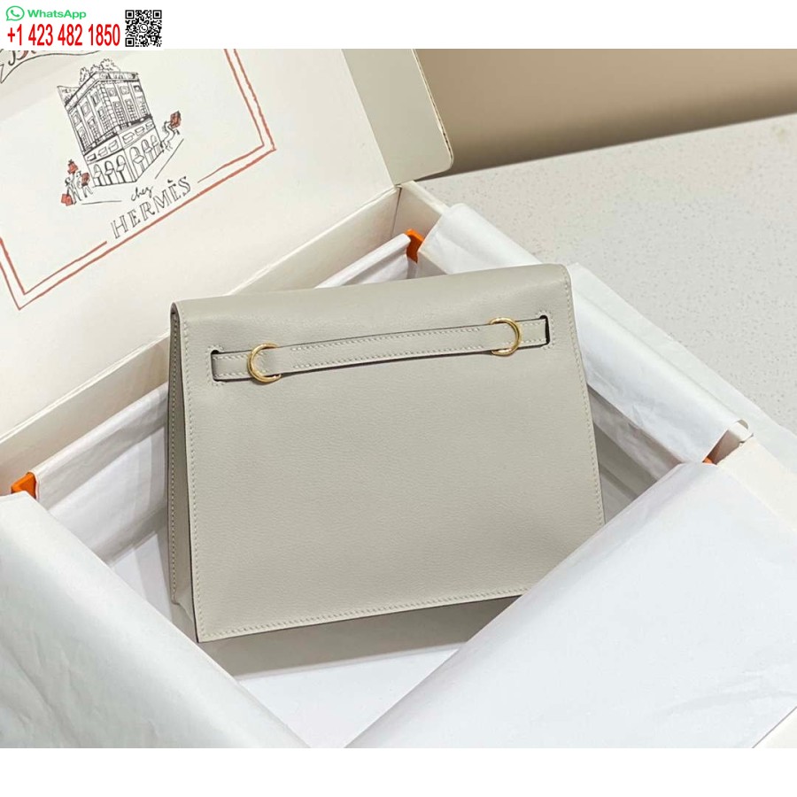 реплика Hermes Evercolor Kelly Danse Ii 22cm кожена чанта за кръст H20372 светло сиво