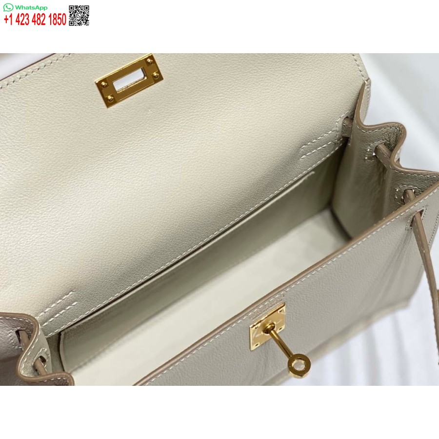 طبق الاصل هيرميس Evercolor كيلي دانس II 22CM حقيبة جلدية عبر الجسم H20366 الأبيض