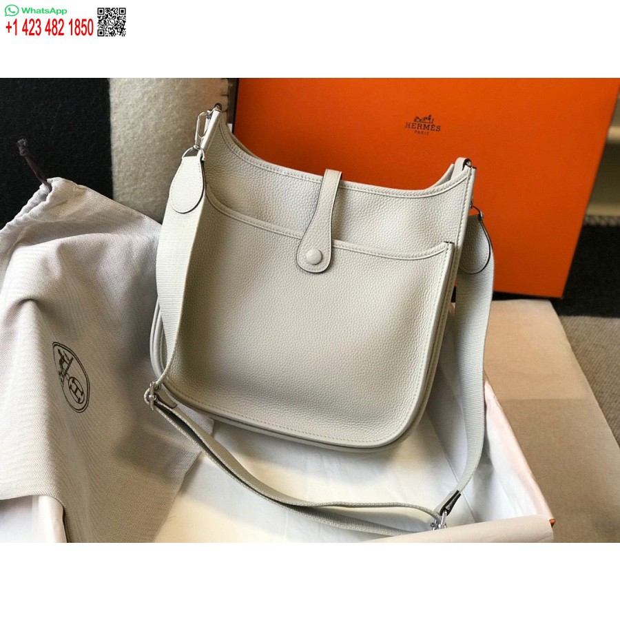 ماکت هرمس H083435 Evelyne Iii 29 کیف سرشانه نقره ای سخت افزاری خاکستری سفید