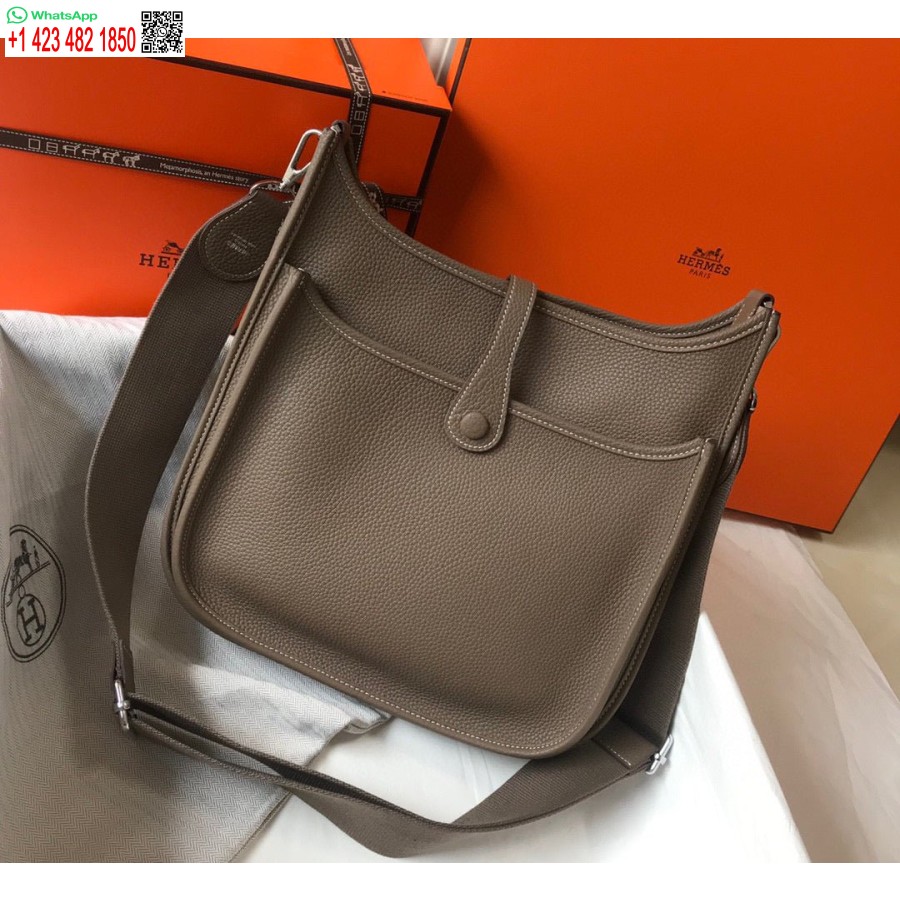 ماکت هرمس H083435 Evelyne Iii 29 کیف شانه نقره ای سخت افزار خاکستری تیره