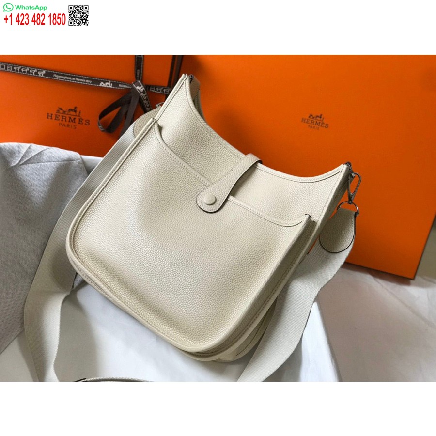 ماکت هرمس H083435 Evelyne Iii 29 کیف سرشانه نقره ای سخت افزاری بژ
