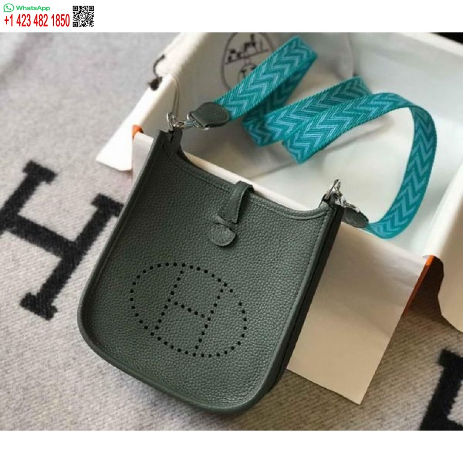 ماکت کیف هرمس Evelyne کیف مینی کراس بادی هرمس 20412 سگک نقره ای سبز تیره