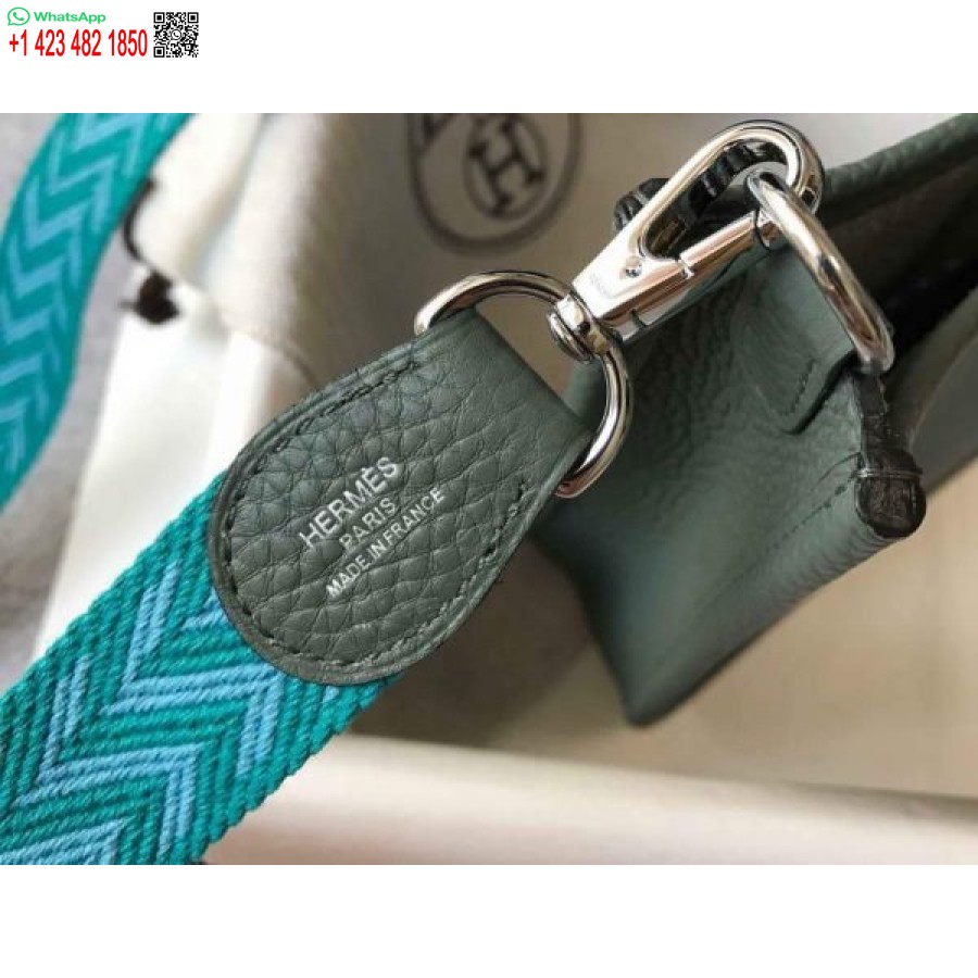 ماکت کیف هرمس Evelyne کیف مینی کراس بادی هرمس 20412 سگک نقره ای سبز تیره