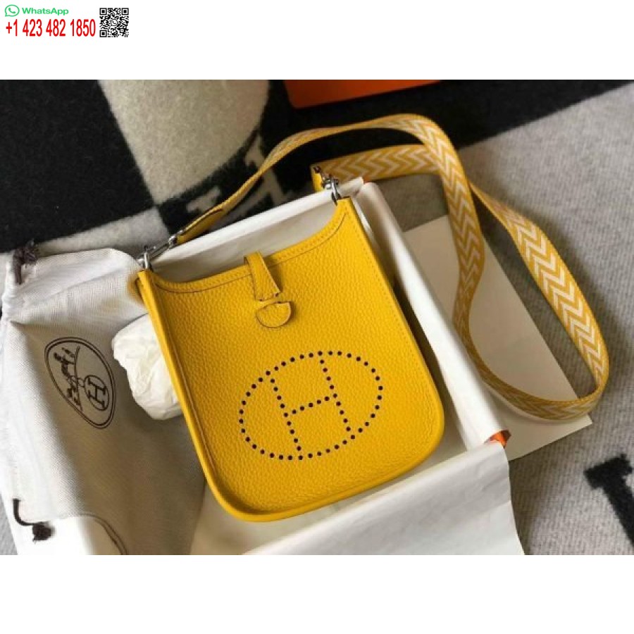 ماکت کیف هرمس Evelyne کیف مینی کراس بادی هرمس 20408 سگک نقره ای زرد