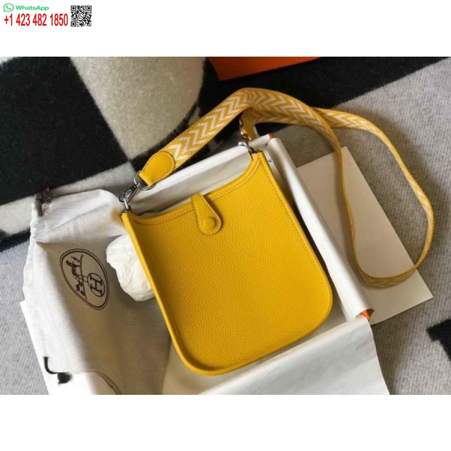 ماکت کیف هرمس Evelyne کیف مینی کراس بادی هرمس 20408 سگک نقره ای زرد