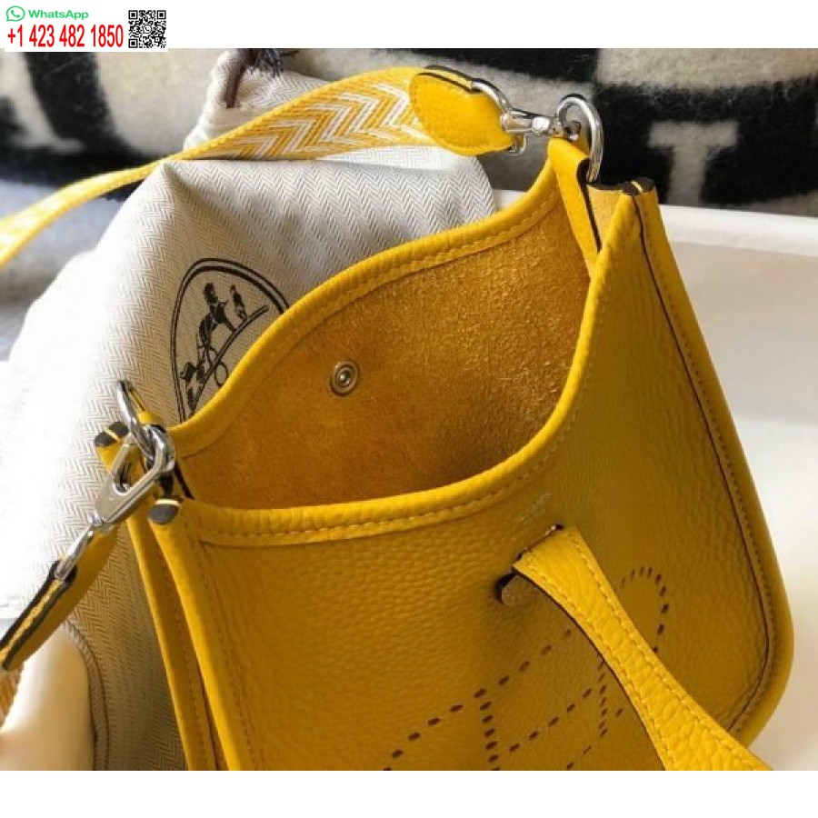 ماکت کیف هرمس Evelyne کیف مینی کراس بادی هرمس 20408 سگک نقره ای زرد
