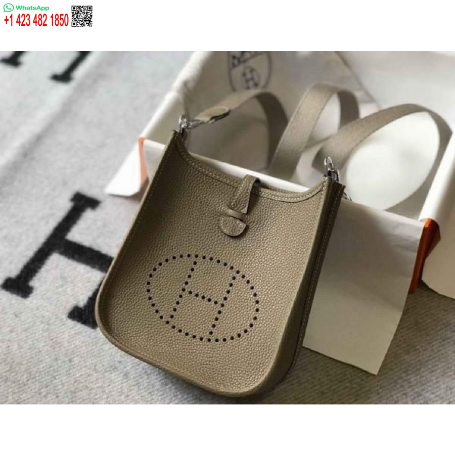 העתק הרמס אוולין תיק Hermes Mini Crossbody Bag 20403 אבזם כסף Kakhi