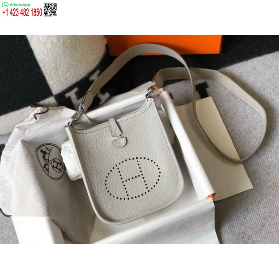 Réplica De Hermes Evelyne Bolso Hermes Mini Bolso Cruzado 20402 Hebilla Plateada Gris Claro