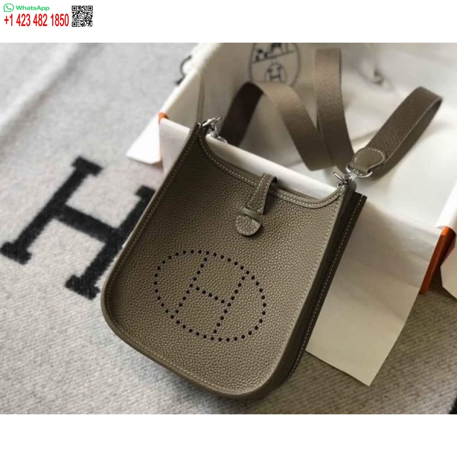 העתק הרמס אוולין תיק Hermes Mini Crossbody Bag 20400 אבזם כסף אפור כהה