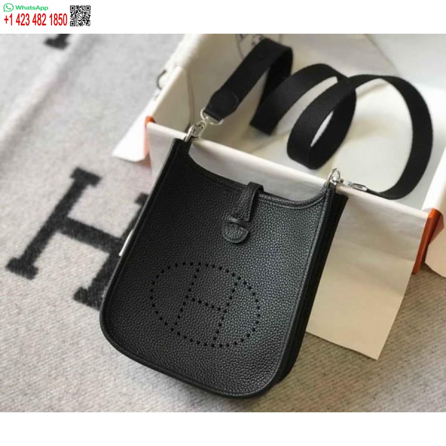 העתק Hermes Evelyne Bag Hermes Mini Crossbody Bag 20398 אבזם כסף שחור